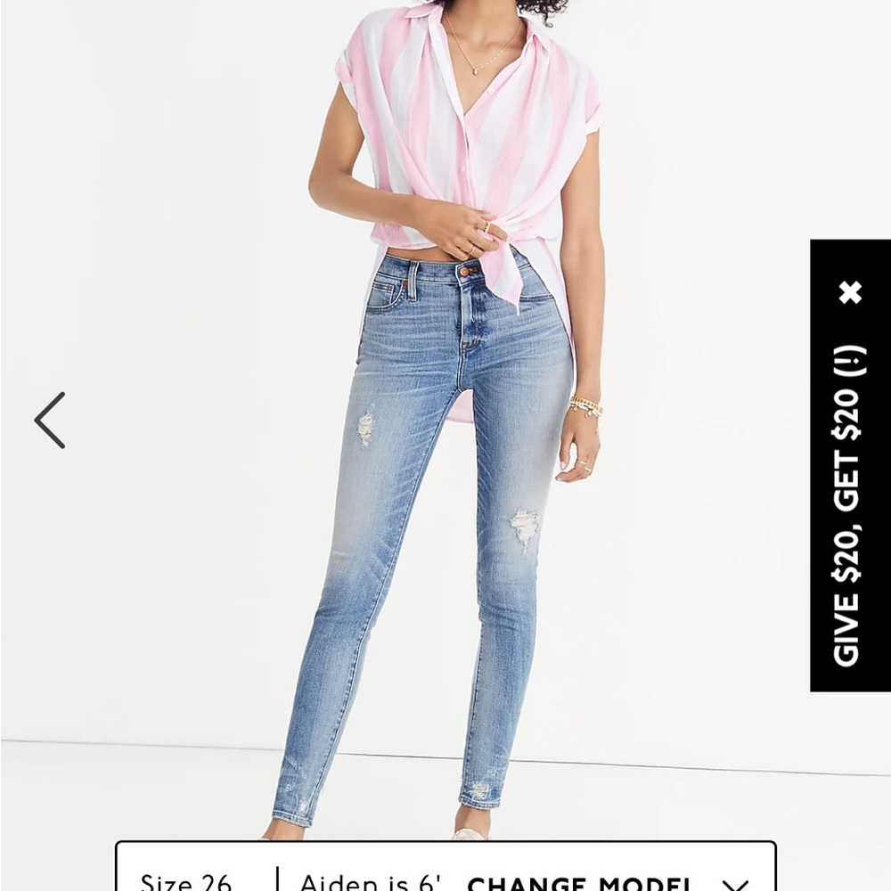 9” high rise skinny jeans madewell. No flaws